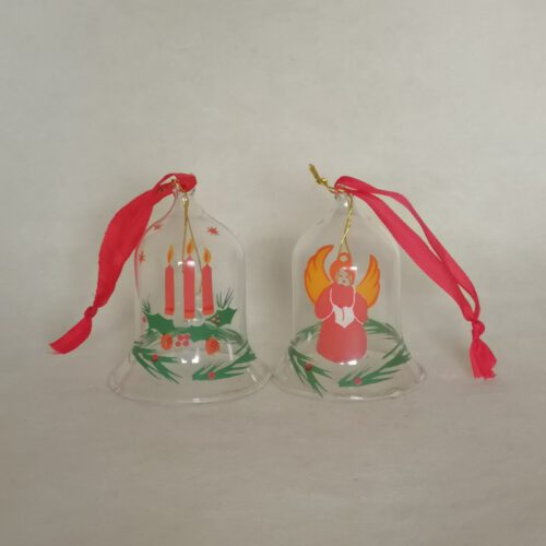 Vintage glazen kerstklokjes 2 stuks