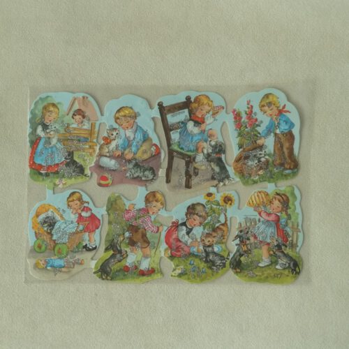 Poëzie plaatjes Kindjes met hondjes en poesjes glitters