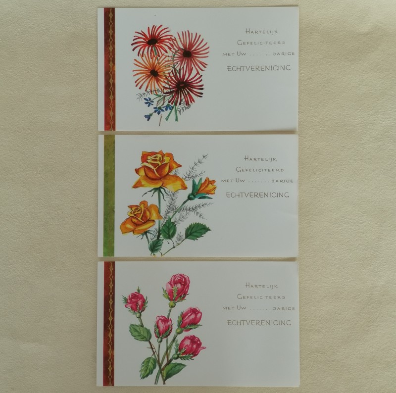Vintage felicitatiekaartjes .. -jarige echtvereniging 3 stuks