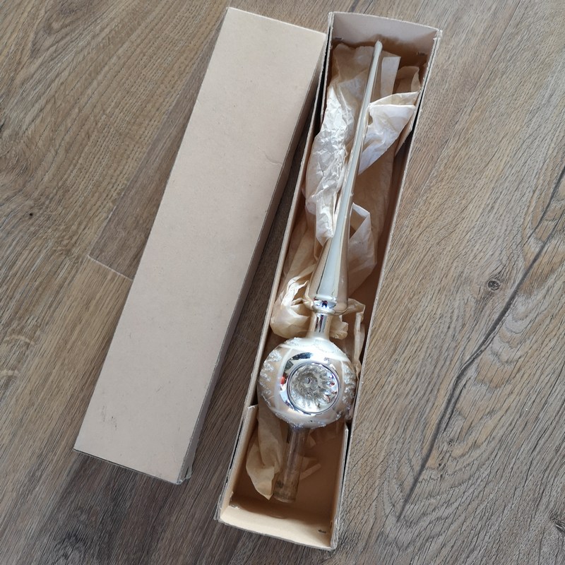 Decoris Kerstboom piek - goud - 26 cm - glas - glans | Fun en Feest