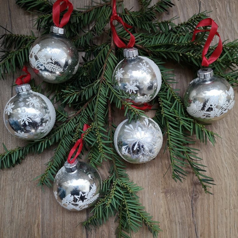 aantrekkelijk Score gevolg Vintage kerstballen 6 stuks zilver - Bij-Ma-Ria | vintage en retro winkel