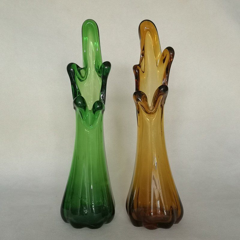 Remmen schrijven Snelkoppelingen Vintage vazen Murano glas 2 stuks groen en geel - Bij-Ma-Ria | vintage en  retro winkel