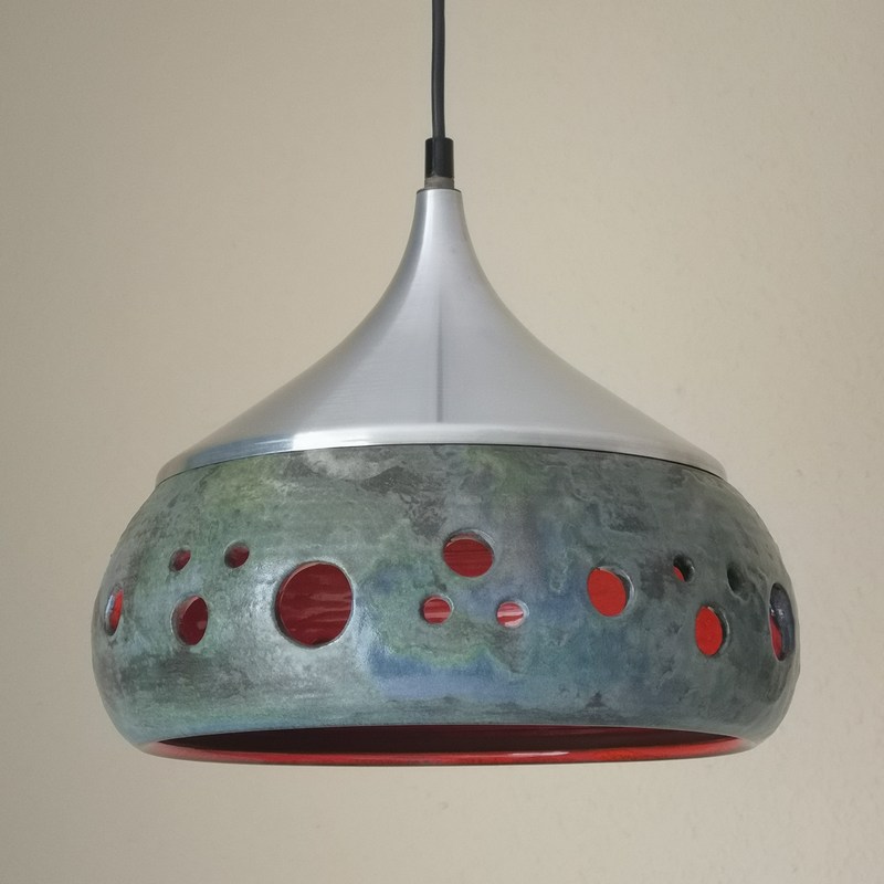 patroon verwijderen vergelijking Vintage hanglamp keramiek met aluminium space age - Bij-Ma-Ria | vintage en  retro winkel