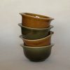 Vintage schaaltjes Coldiz GDR 4 stuks groen en bruin