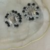 Vintage oorclips kralen zwart / zilver - Afbeelding 2