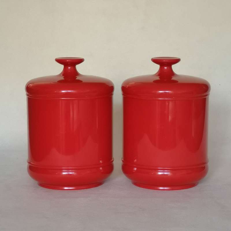 Vintage voorraadpotten rood 2 stuks - Bij-Ma-Ria | vintage en retro