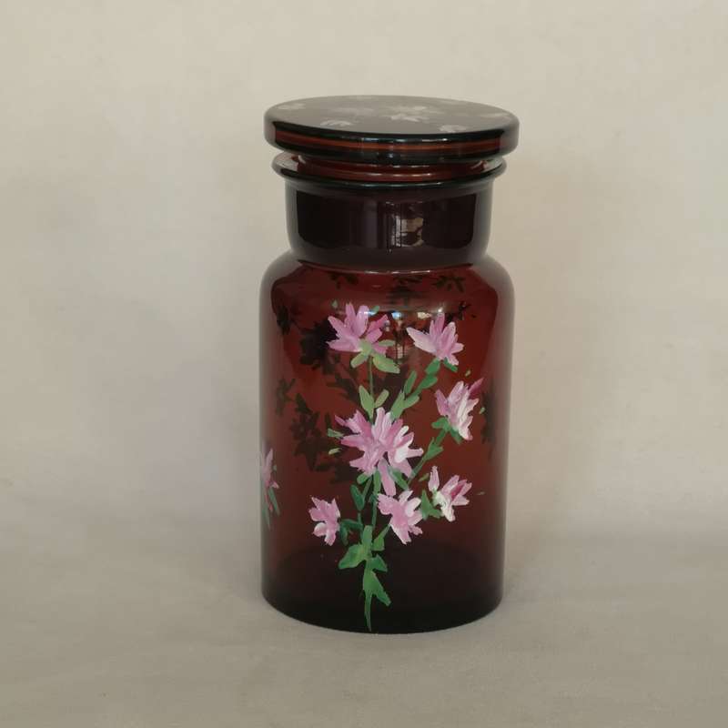Vintage glazen bruin bloemen Bij-Ma-Ria | vintage en retro