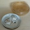 Vintage glazen plafondlamp / plafonnière Massive rond zalmkleur - Afbeelding 2