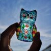 Vintage doorzichtig cloisonne emaille uiltje - Afbeelding 4