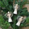 Vintage kerstengeltjes sisal 3 stuks - Afbeelding 2