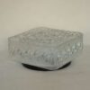 Vintage glazen plafondlamp / plafonnière vierkant