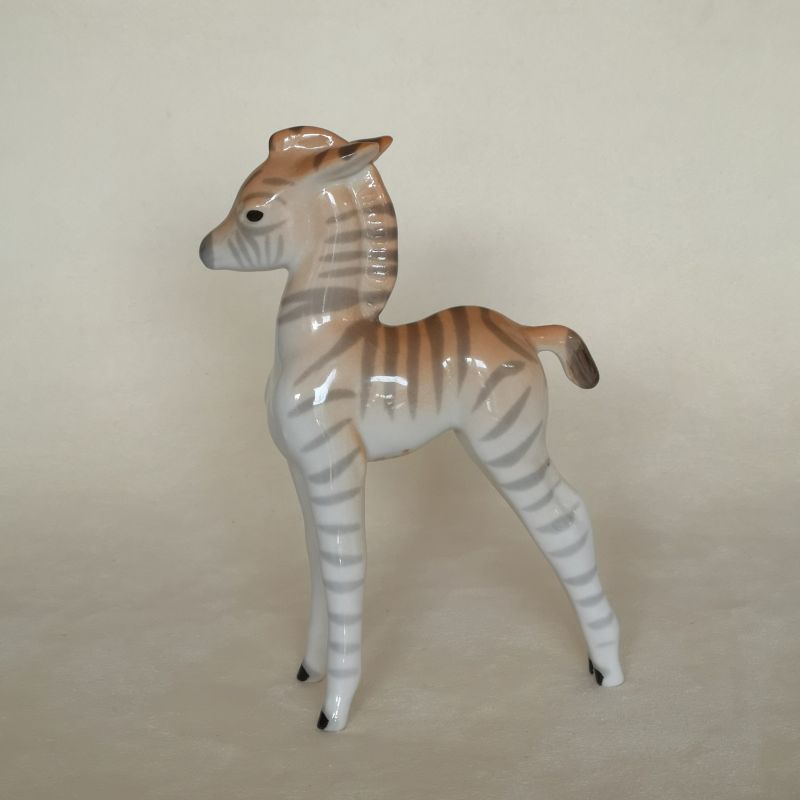 Vintage porselein beeldje staand zebra jong / kalf Lomonosov USSR