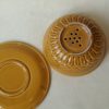 Vintage keramiek fruittest met onderbord oker - Afbeelding 3