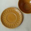 Vintage keramiek fruittest met onderbord oker - Afbeelding 2