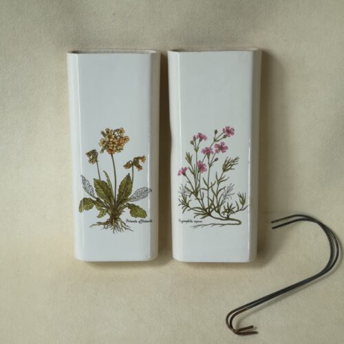 Vintage keramiek radiatorbakjes / luchtbevochtigers wilde bloemen 2 stuks