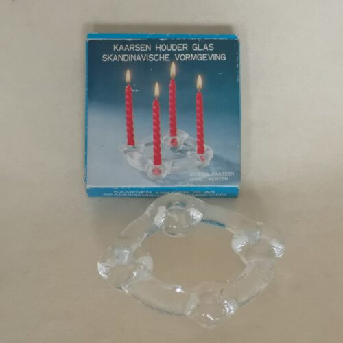 Vintage kandelaar / kaarsen houder glas Scandinavisch