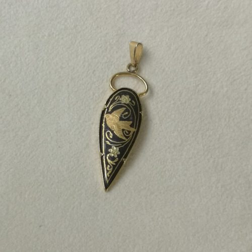 Vintage hanger Toledo goud Spanje vogel en bloemen