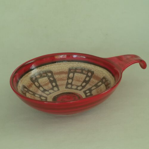 Vintage schaal met handvat Dumler & Breiden Keramik Germany 206/18 rood