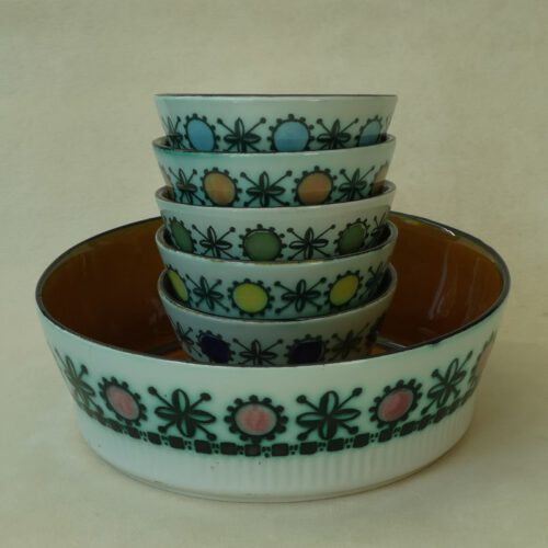 Vintage schalen set Koninklijke Goedewagen ovenvast 1 grote, 5 kleine