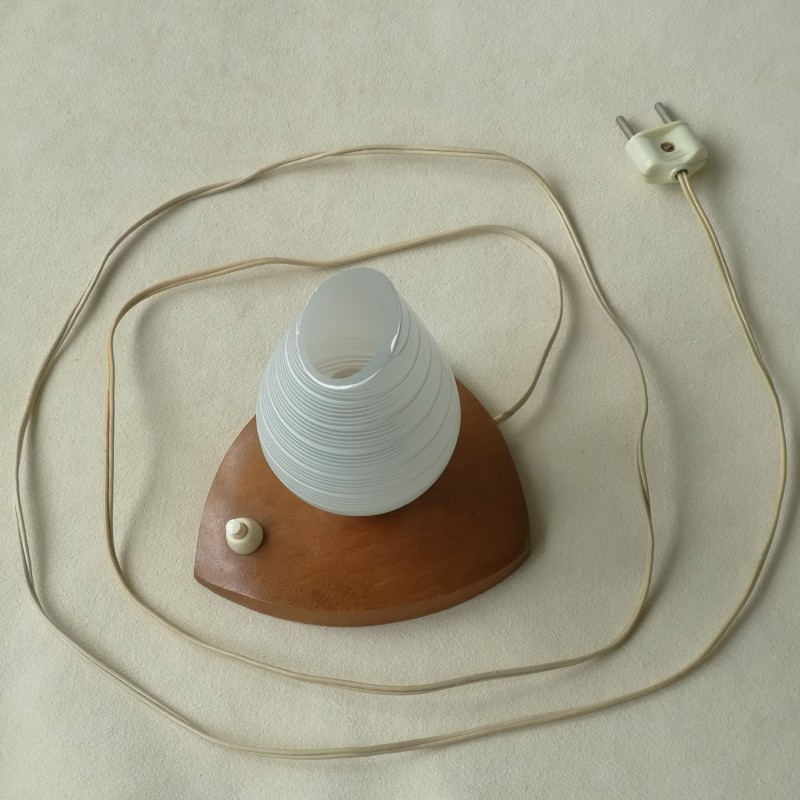 Vintage tafellamp hout en glas - Afbeelding 3