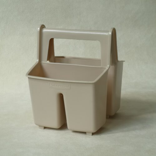 Vintage kunststof draagbare bestekhouder / bestekbak / uitlekbak Rubbermaid beige