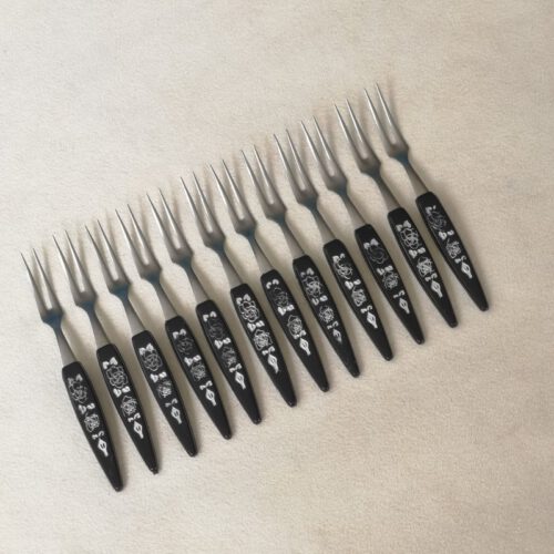 Vintage cocktailvorkjes zwart 12 stuks