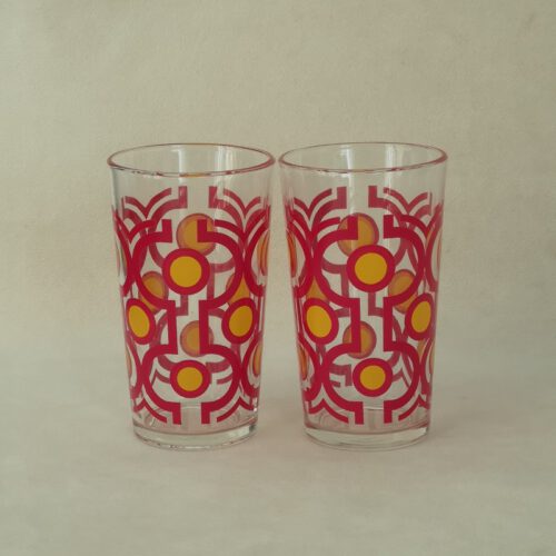 Vintage limonade glazen Italy rood / geel