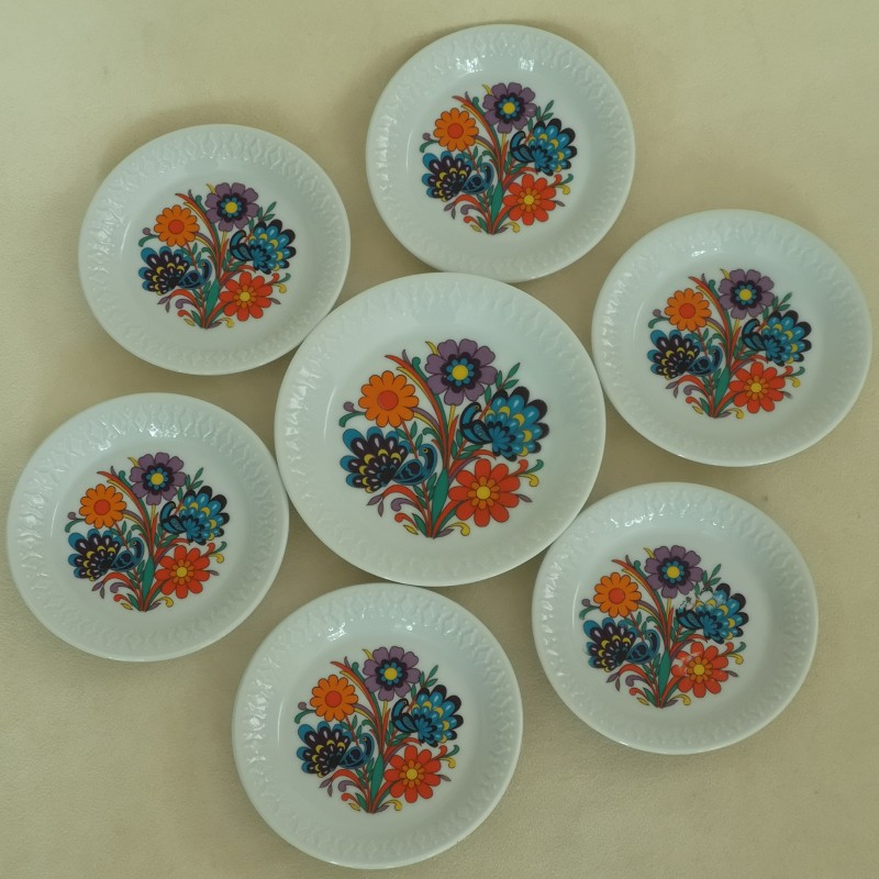 Vintage porselein petit four / bonbon schaaltjes Winterling Roslau Bavaria 7 stuks