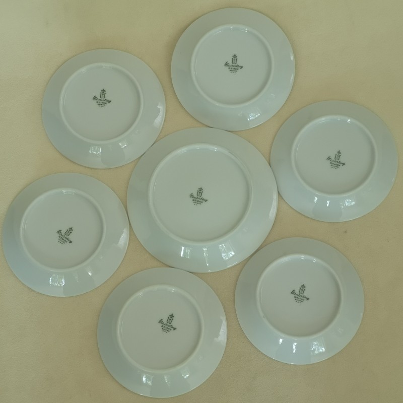 Vintage porselein petit four / bonbon schaaltjes Winterling Roslau Bavaria 7 stuks - Afbeelding 3