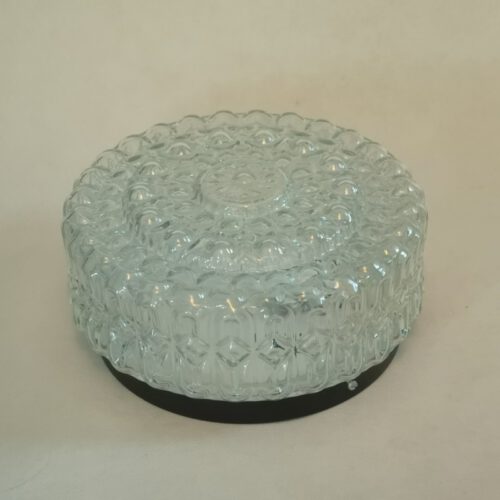 Vintage glazen plafonnière / plafondlamp rond