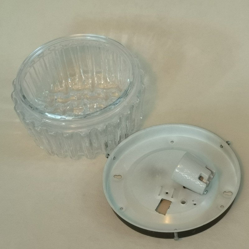 Vintage glazen plafonnière / plafondlamp rond vlechtwerk - Afbeelding 3