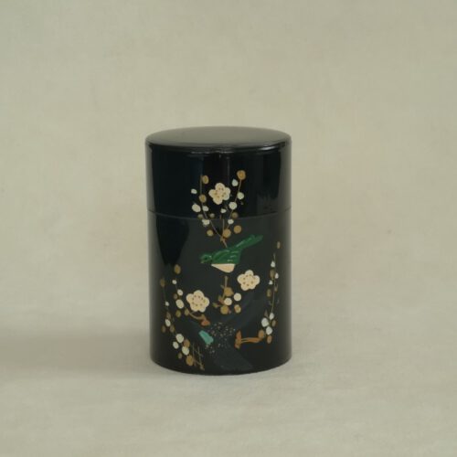 Vintage Japans theeblik bloesem en vogel