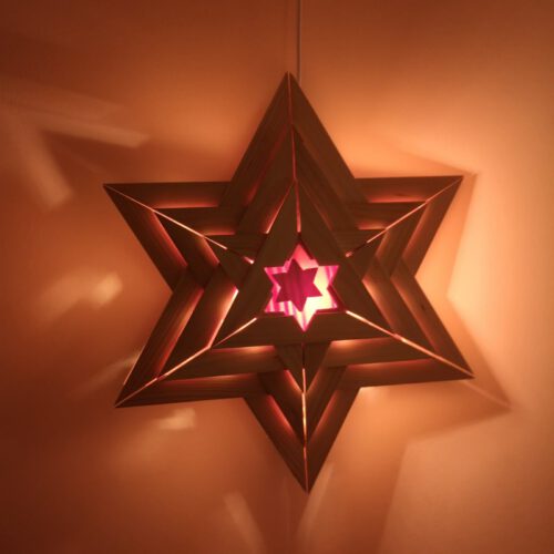 Vintage houten kerstster / adventsster met verlichting