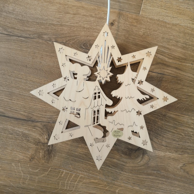 Vintage vensterlicht kerstster Erzgebirge - Afbeelding 2