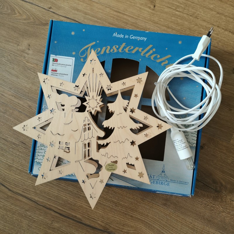 Vintage vensterlicht kerstster Erzgebirge - Afbeelding 3