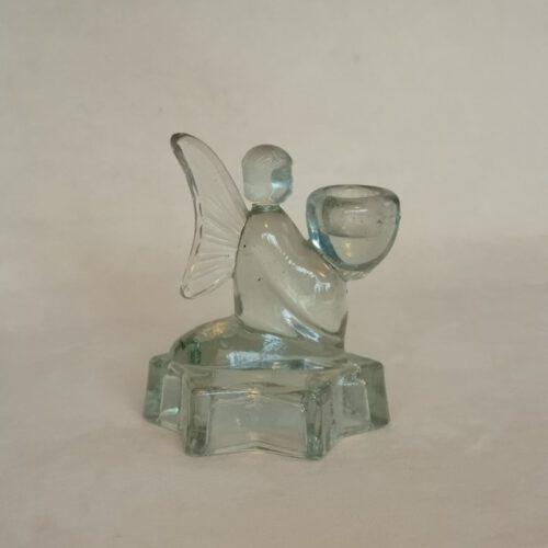 Vintage persglazen kandelaar engel