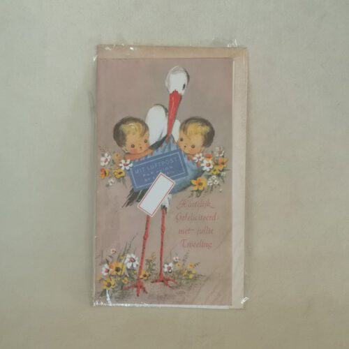Vintage felicitatiekaart geboorte tweeling
