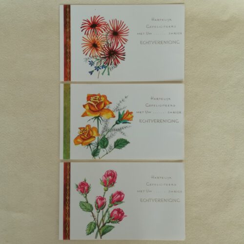Vintage felicitatiekaartjes .. -jarige echtvereniging 3 stuks