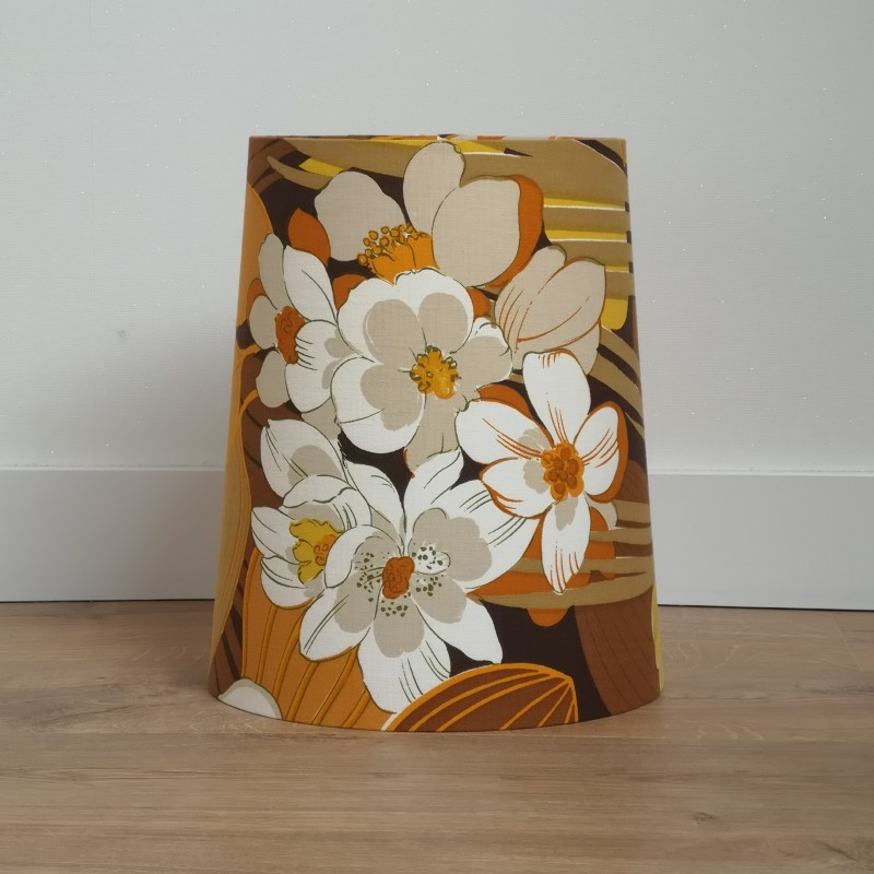 Lampenkap taps bloemen geel / bruin / wit