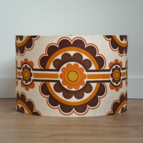 Lampenkap gestileerde bloemen crème / bruin / oranje