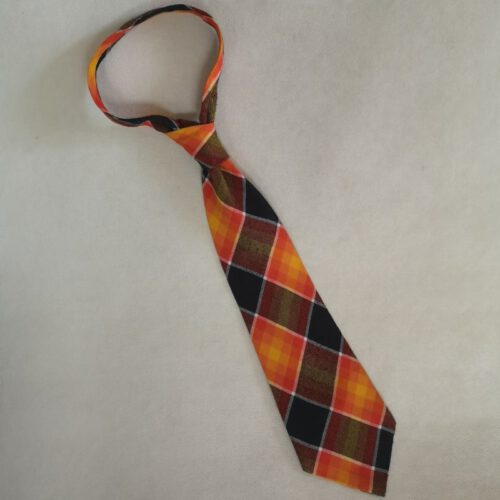 Vintage stropdas zwart/oranje ruit