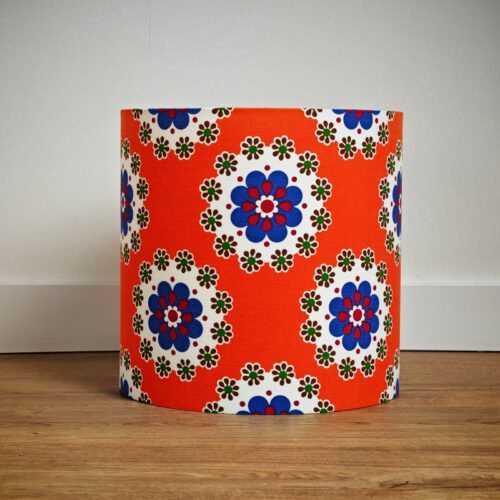 Lampenkap bloemen oranje / blauw