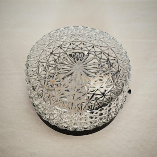 Vintage glazen plafonnière / plafondlamp rond