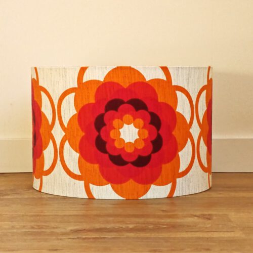 Lampenkap recht gestileerde bloemen oranje/rood