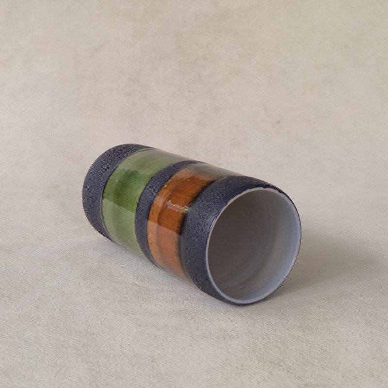 Vintage vaasje Dümler & Breiden West Germany zwart met groen en bruin - Afbeelding 3