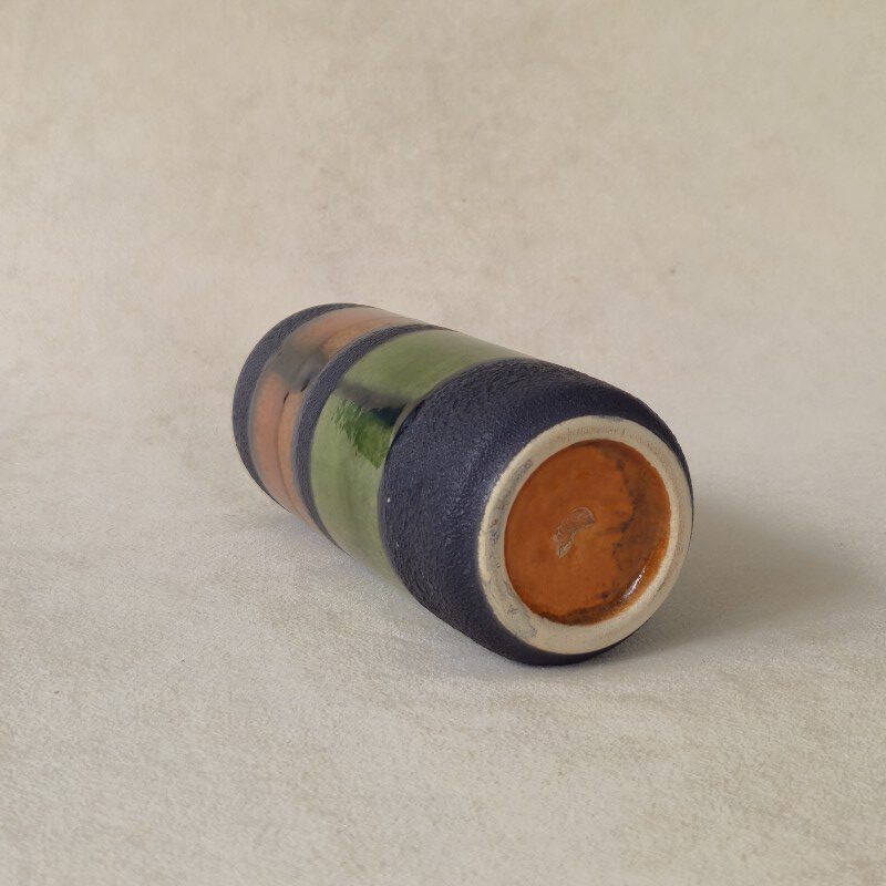 Vintage vaasje Dümler & Breiden West Germany zwart met groen en bruin - Afbeelding 2
