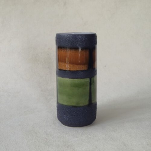 Vintage vaasje Dümler & Breiden West Germany zwart met groen en bruin