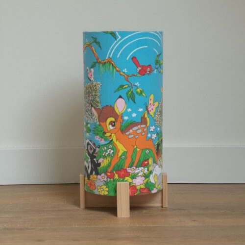 Kinder tafellampje / bedlampje met rechte kap Bambi met houten voet