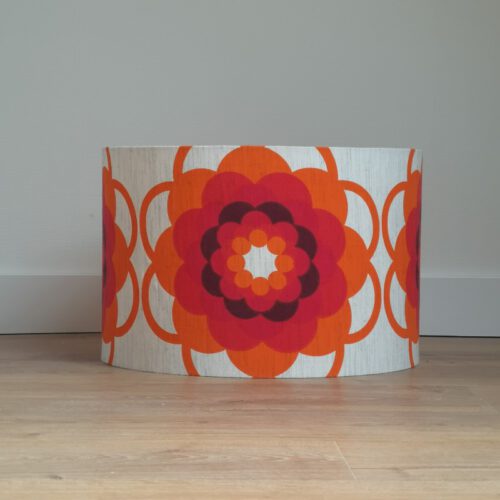 Lampenkap recht gestileerde bloemen oranje/rood