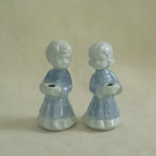Vintage porselein kerst kandelaars kinderen 2 stuks